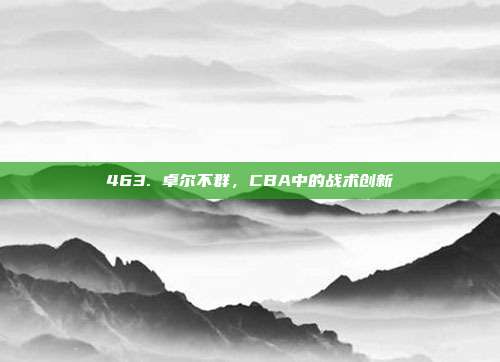 463. 卓尔不群，CBA中的战术创新