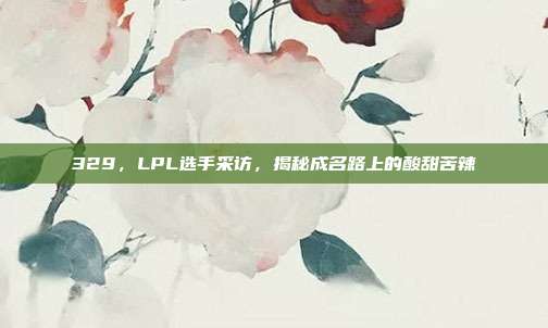 329，LPL选手采访，揭秘成名路上的酸甜苦辣